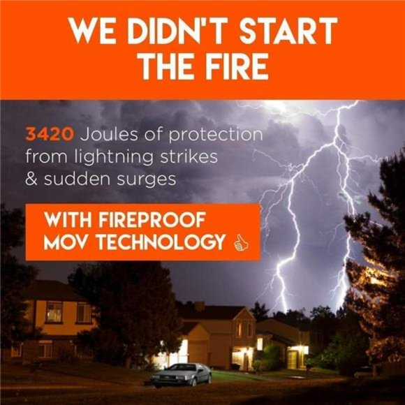 PowerPad 12 Outlet Surge Protector Power Strip with 3420J of Surge Protection - Picture 4 of 7